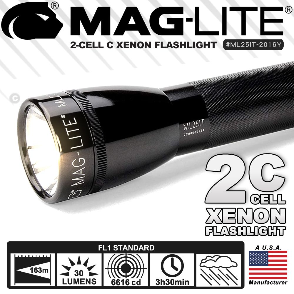 MAG-LITE  ML25IT 2-CELL C XENON FLASHLIGHT 手電筒(#ML25IT-2016Y)