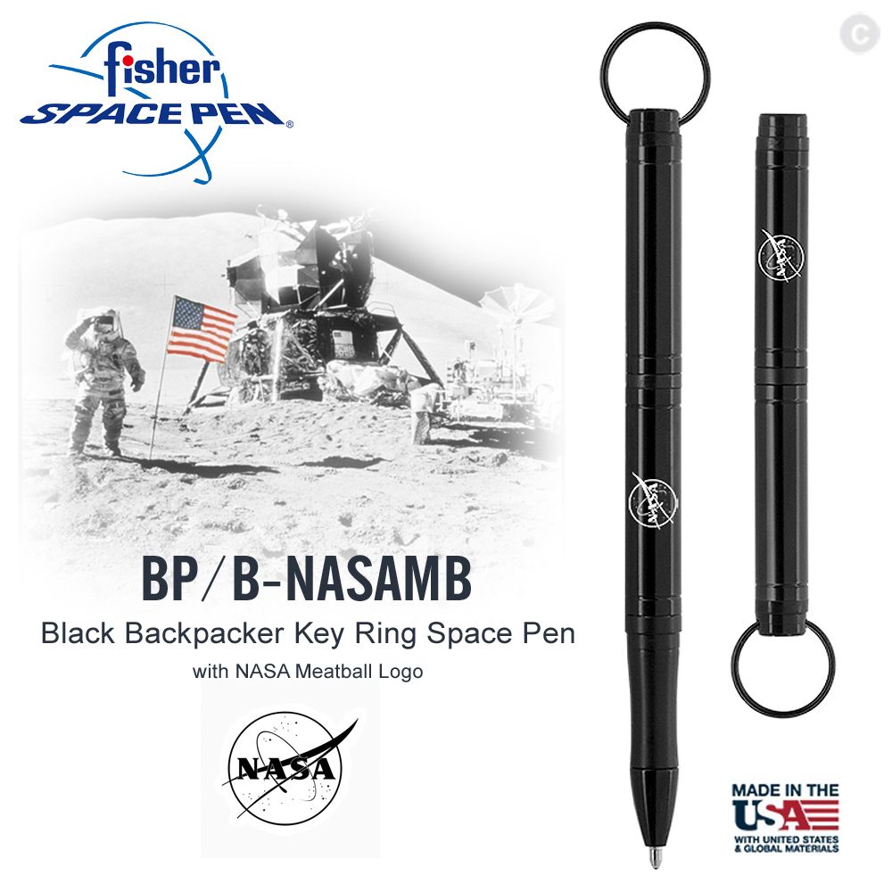 Fisher  Space Pen NASA徽章系列背包客太空筆-鑰匙圈環#BP/B-NASAMB