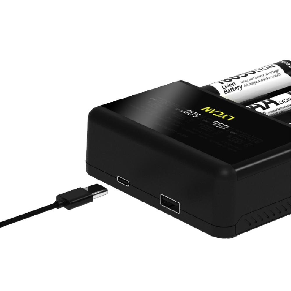 LYCAN 潛行者 L4 Ultra 四槽疾速電池充電器-8A高速快充 可逆向做為行動電源 鋰電池 支援多種型號18650 21700 26650