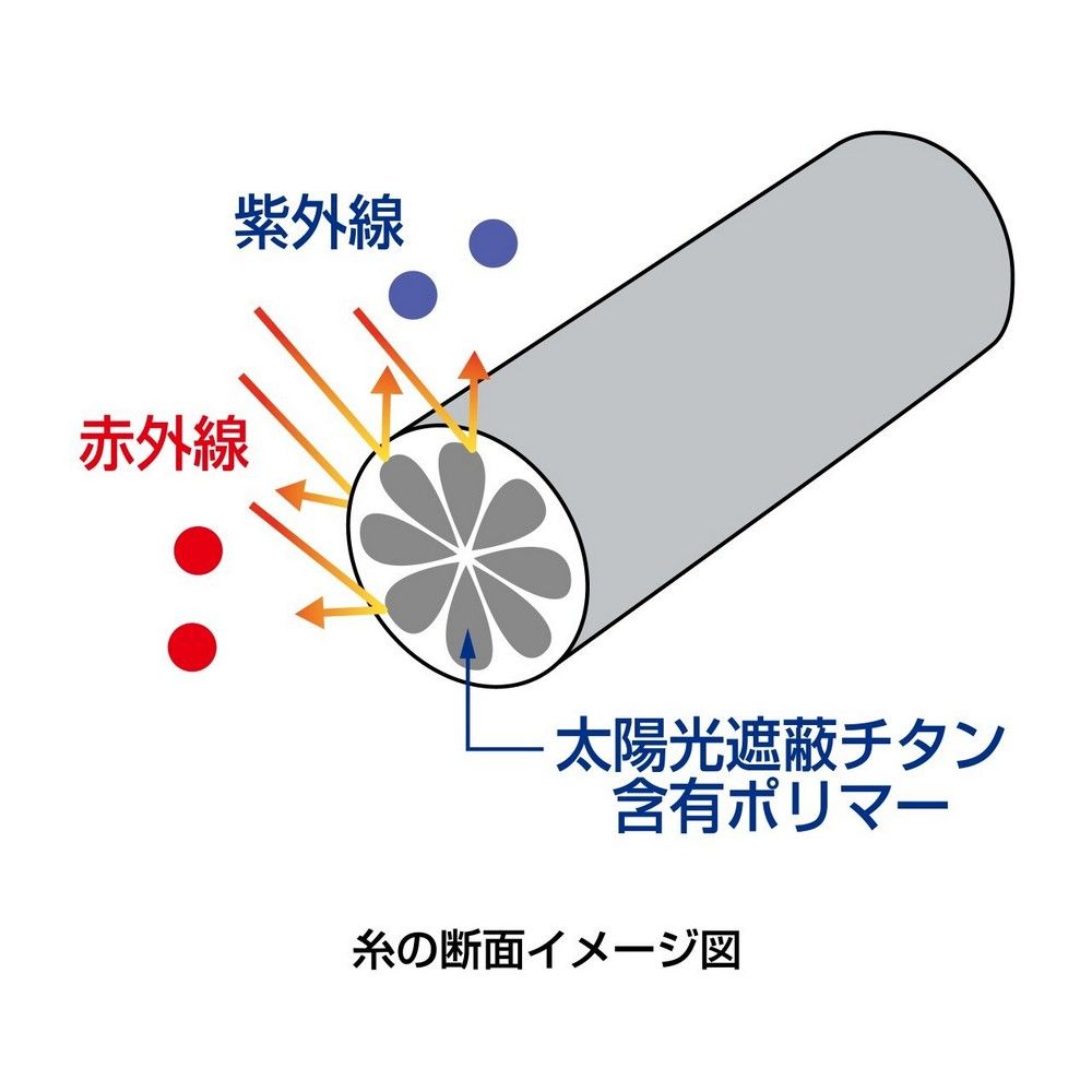 赤外線紫外線太陽光遮蔽チタン含有ポリマー糸の断面イメージ図