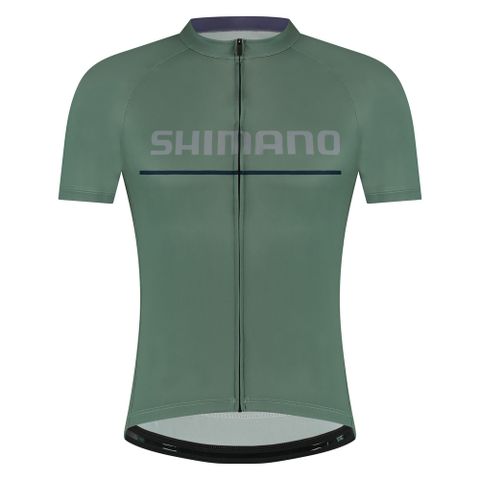 SHIMANO 禧瑪諾 LOGO 男款短袖車衣 復古綠色