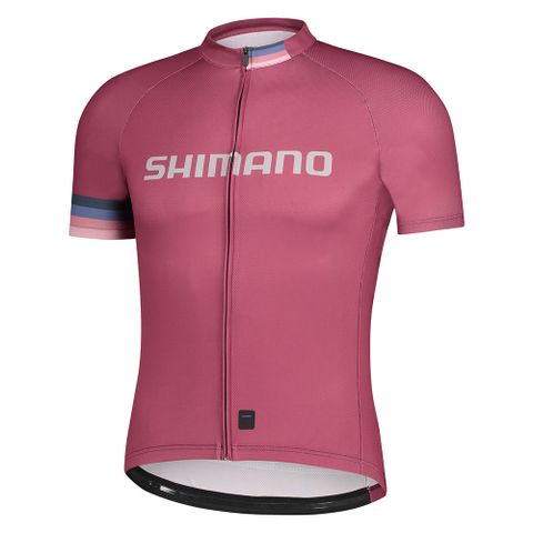 SHIMANO 禧瑪諾 LOGO 男款短袖車衣 梅紅色