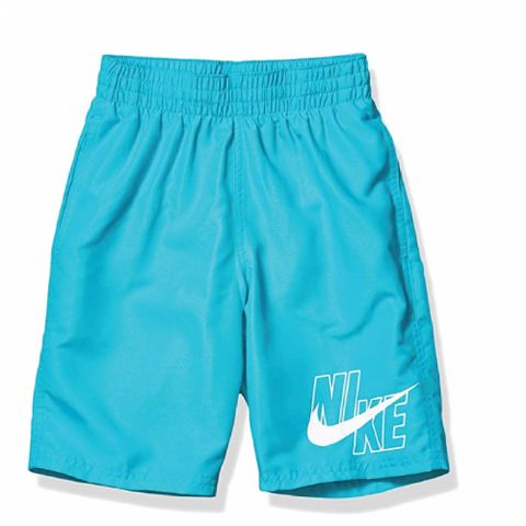 NIKE 耐吉 【 SWIM】 LOGO SOLID LAP男孩八吋海灘褲 藍色