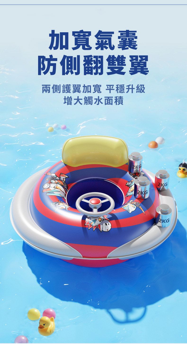 加寬氣囊防側翻雙翼兩側護翼加寬 平穩升級增大觸水面積2KG