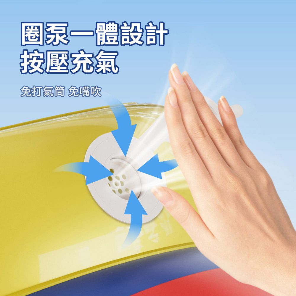 Friyu 免打氣筒按壓式充氣泳圈 防側翻兒童汽車造型游泳圈 加厚PVC腋下趴圈 浮力救生圈