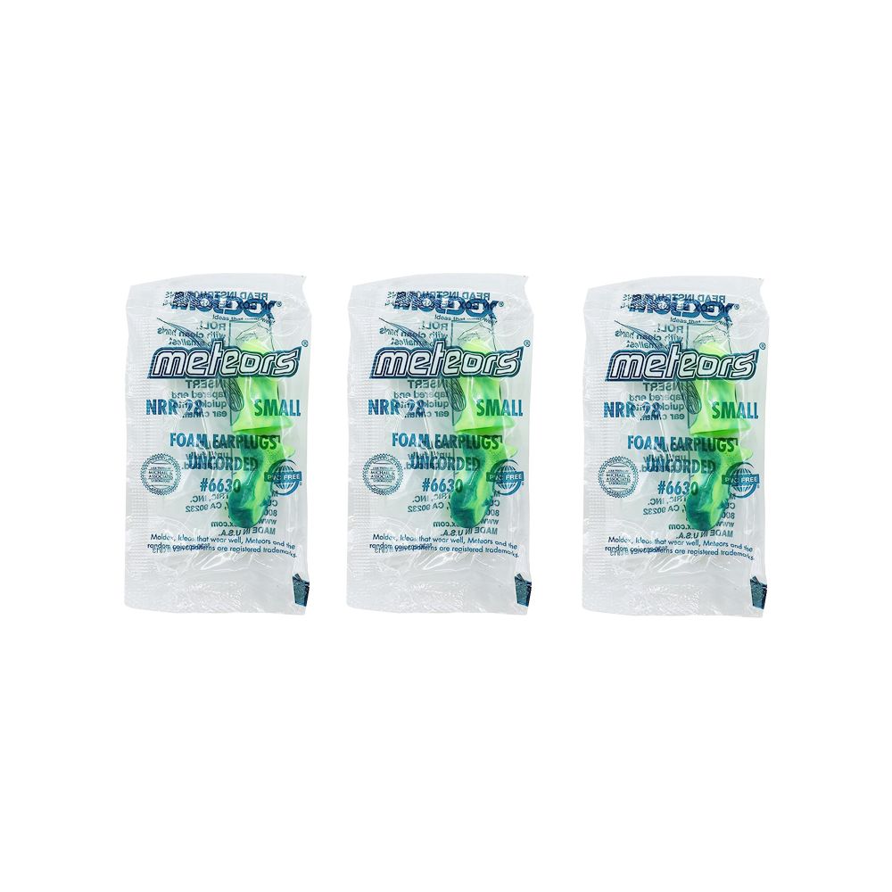 MOLDEX (3包超值組)美國-Meteors小耳道專用耳塞-型號6630渲染綠1對/包(NRR28dB降噪規格,鐘型曲線PU慢回彈超靜音)