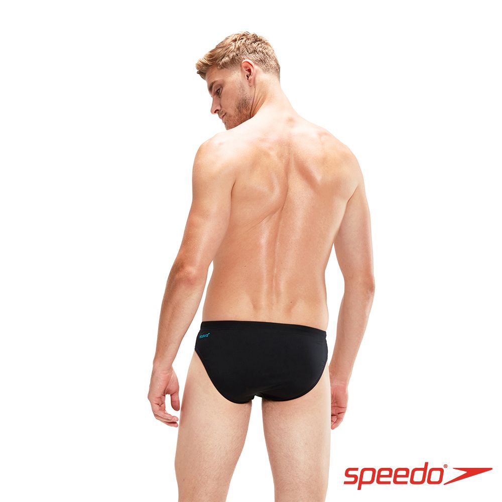 SPEEDO  男 運動三角泳褲 Splice 黑/藍