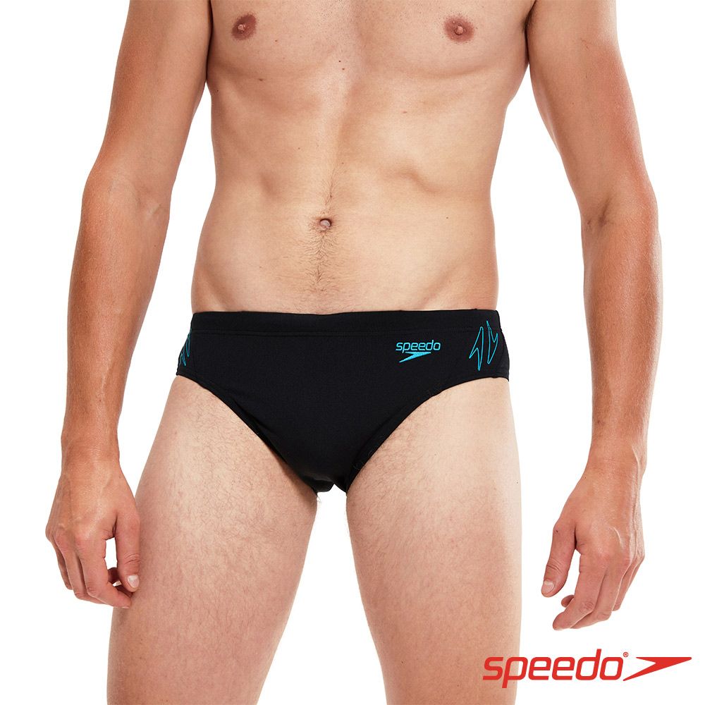 SPEEDO  男 運動三角泳褲 Splice 黑/藍