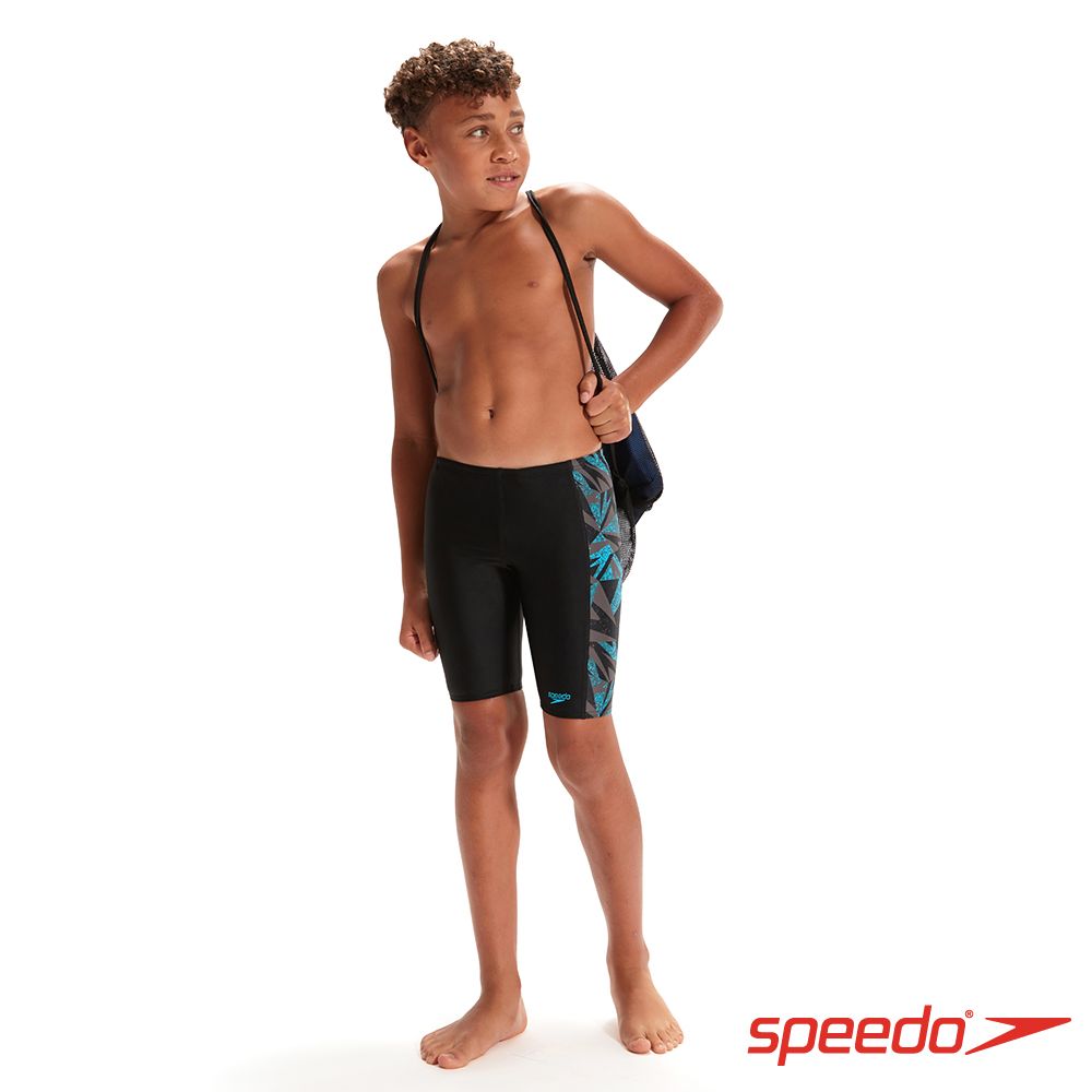 SPEEDO  男孩 運動及膝泳褲 HyperBoom 黑/灰藍