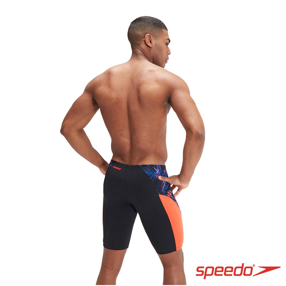 SPEEDO  男 運動及膝泳褲 Splice 黑/火山橘/藍