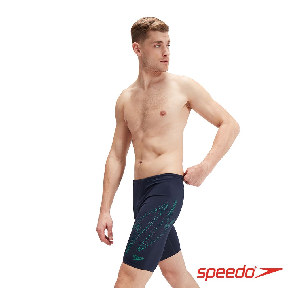 SPEEDO  男 運動及膝泳褲 Boom Logo 深藍/綠