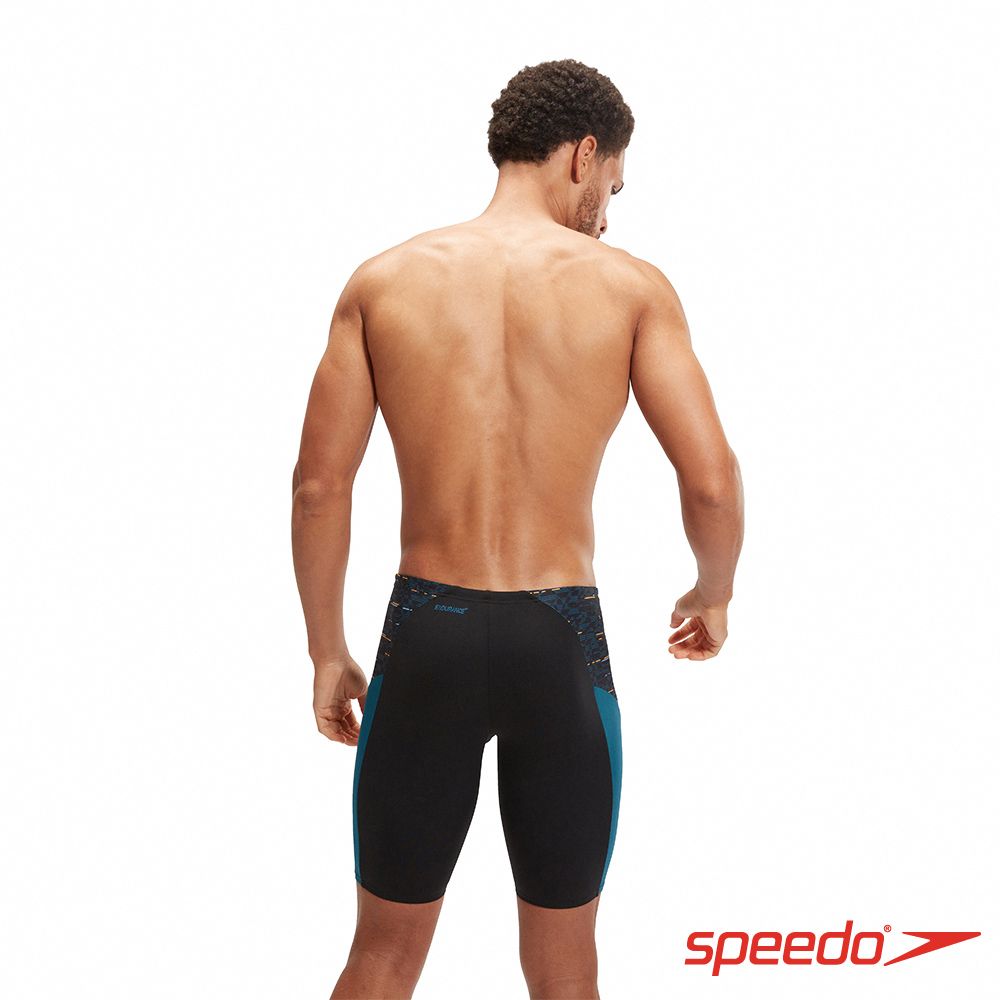 SPEEDO  男 運動及膝泳褲 Splice 黑/藍綠/橘