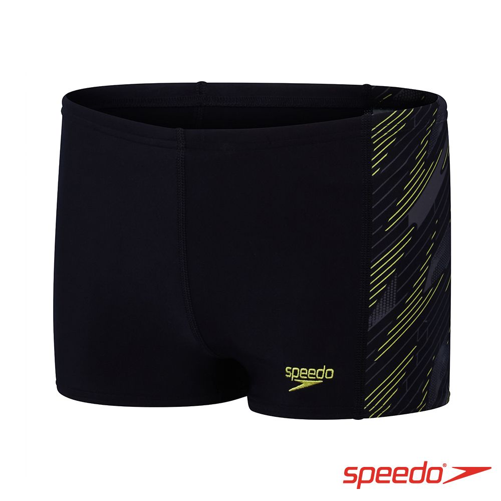 SPEEDO  男孩 運動四角泳褲 HyperBoom 黑/檸檬黃