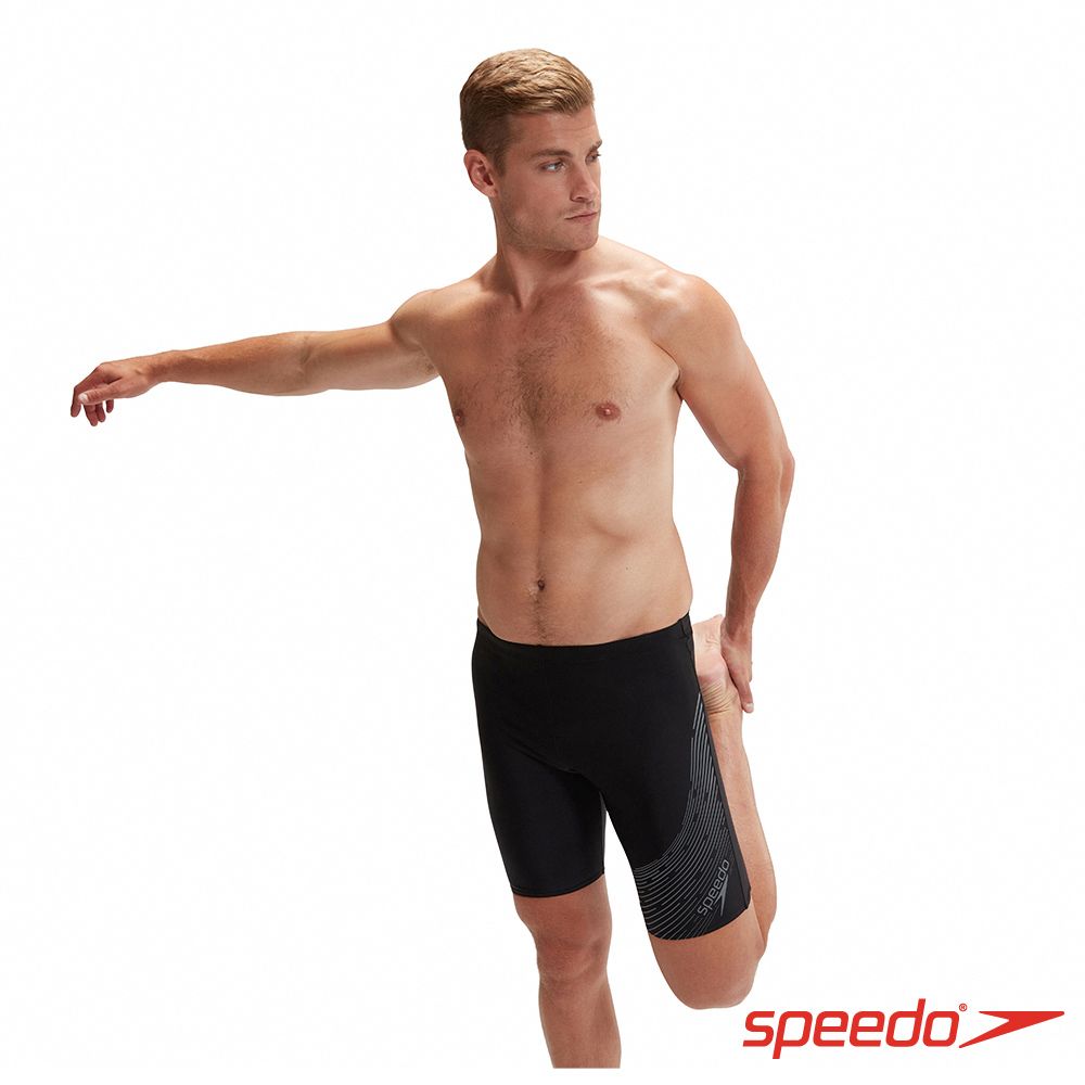 SPEEDO  男 運動及膝泳褲 Medley Logo 黑/炭灰