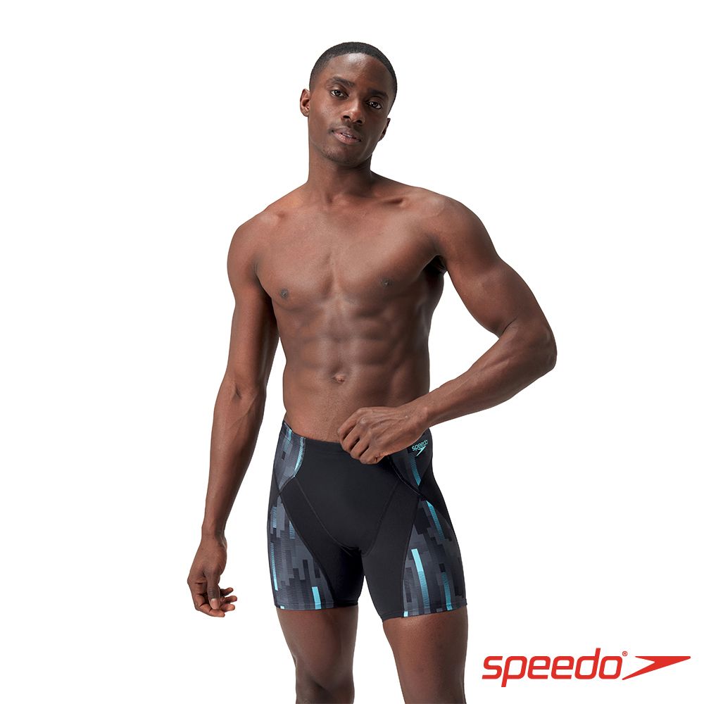 SPEEDO  男 運動加長四角壓縮泳褲 END+ MAX 黑/炭灰/綠