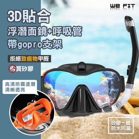 WE FIT 3D貼合浮潛面鏡+呼吸管 帶gopro支架(SG103)