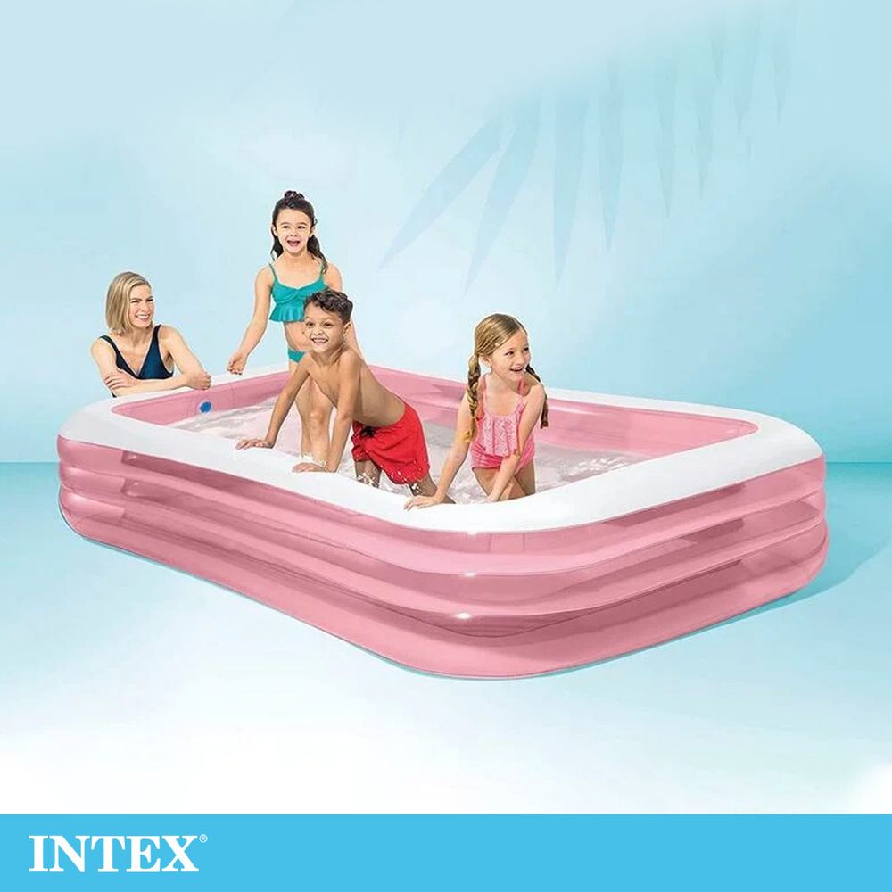 INTEX  歡樂家庭粉紅長形游泳池305x183x56cm(1050L)適6歲+ (58487NP)