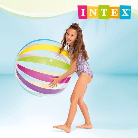 INTEX 七彩特大充氣遊戲球-直徑70cm(59065) 條紋款