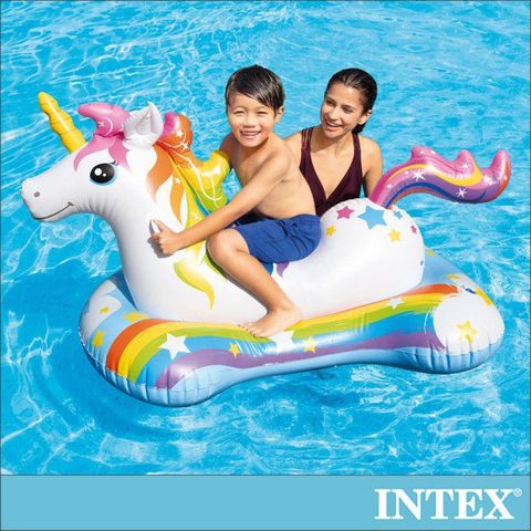 INTEX 獨角獸造型充氣戲水玩具163x86cm-適3歲+(57552)