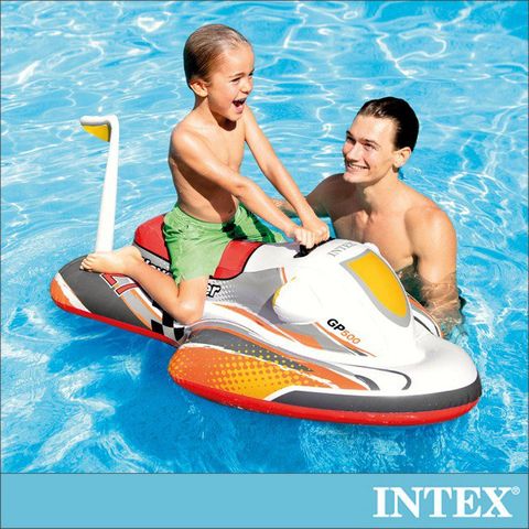 INTEX 水上摩拖車造型充氣戲水玩具/浮排117x77cm 適3歲+(57520)