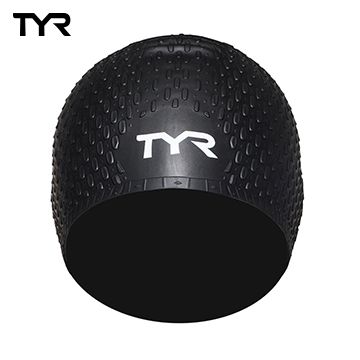 TYR 美國 Long Hair Silicone Cap Black 女用凸點泳帽-黑
