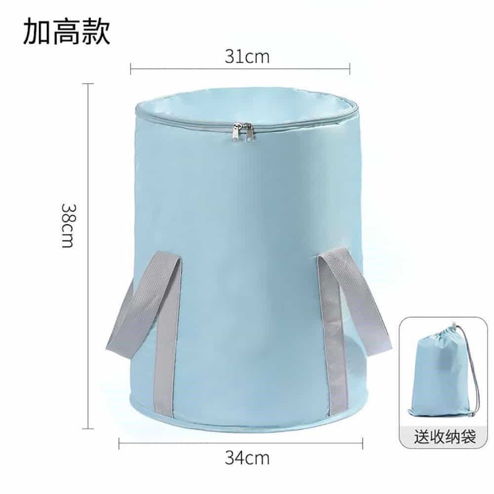 美娜甜心 加蓋38cm高桶加厚折疊泡腳桶/露營水桶/保溫泡腳袋(2入)