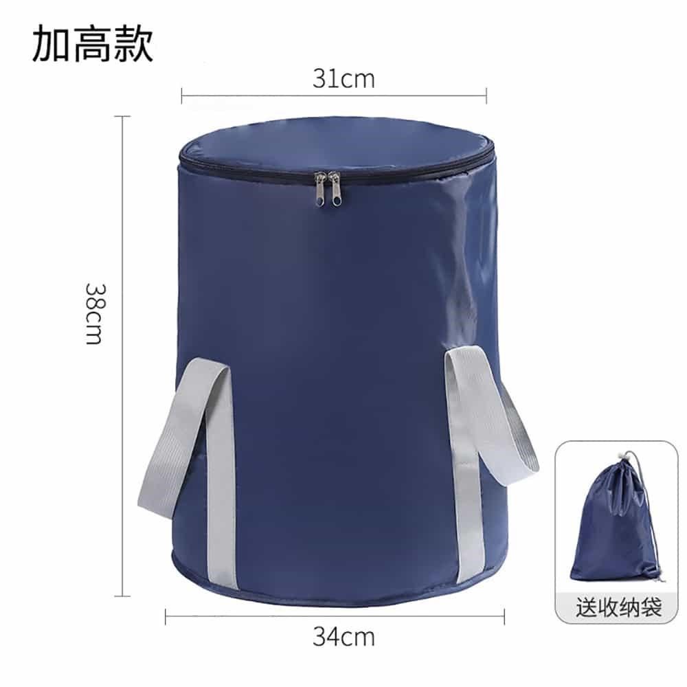 美娜甜心 加蓋38cm高桶加厚折疊泡腳桶/露營水桶/保溫泡腳袋(2入)