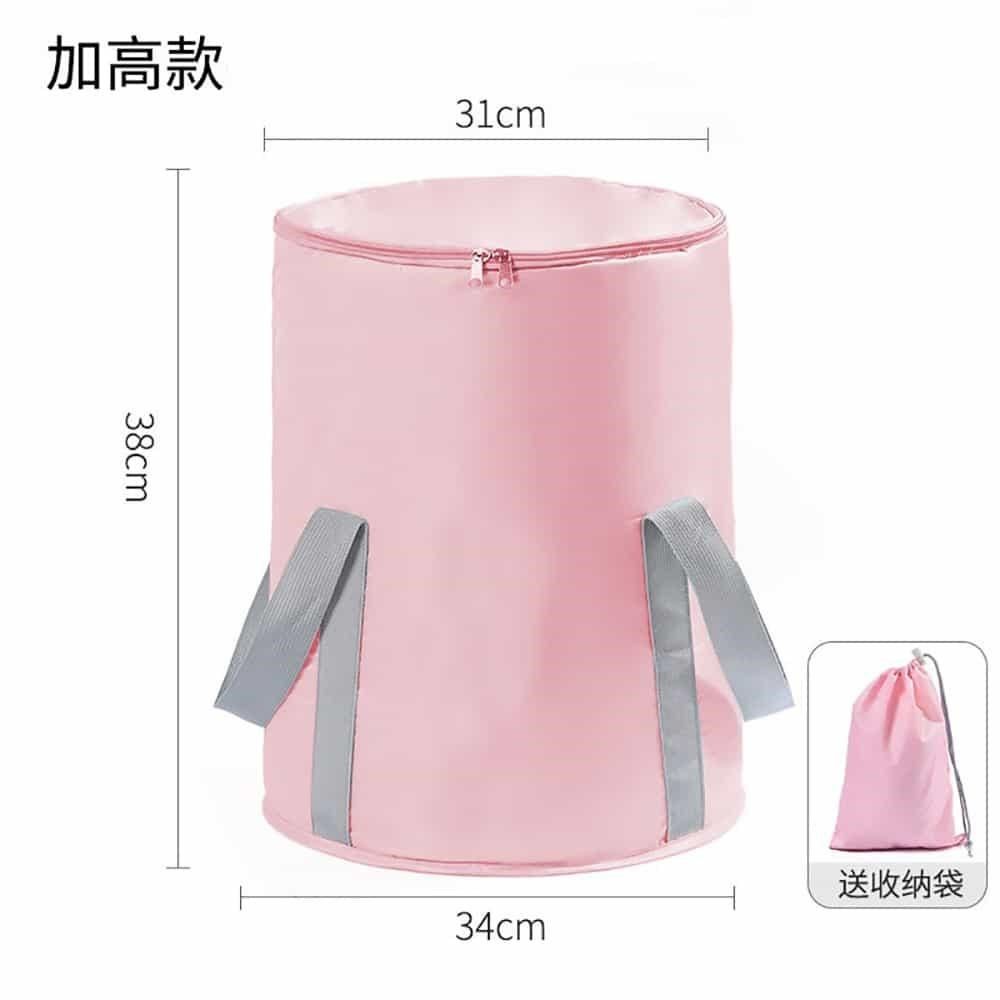 美娜甜心 加蓋38cm高桶加厚折疊泡腳桶/露營水桶/保溫泡腳袋(2入)