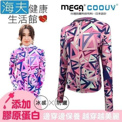 海夫健康生活館 【南紡購物中心】 MEGA COOUV 膠原蛋白添加 冰感連帽外套 手掌防曬 連帽款 紫愛妮(UV-F410)