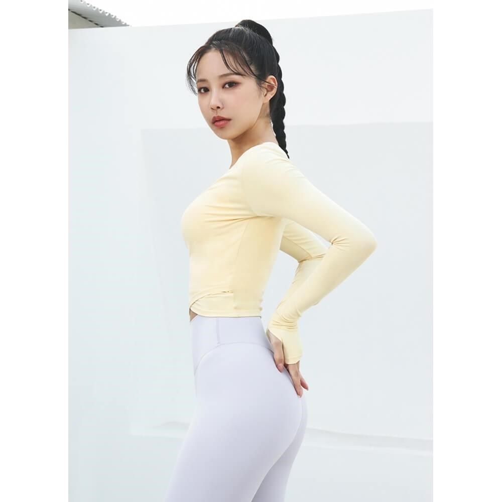 GRANDELINE 交叉短版長袖罩衫 - Sand Beige - LT422
