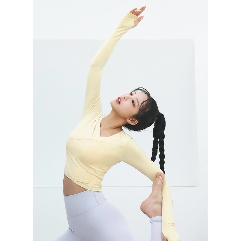 GRANDELINE 交叉短版長袖罩衫 - Sand Beige - LT422