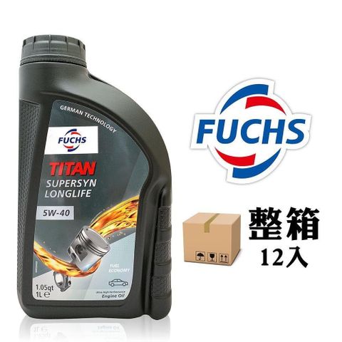 FUCHS 【南紡購物中心】  TITAN SUPERSYN LONGLIFE 5W40 長效全合成機油 德國產(整箱12入)