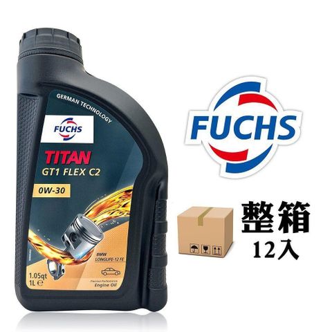 FUCHS 【南紡購物中心】  TITAN GT1 FLEX C2 0W30 高性能全合成機油(整箱12入)