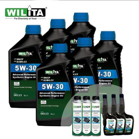 【WILITA 威力特】5W30高性能全合成頂級機油6+3+3全方位超值保養組(柴油車專用組)