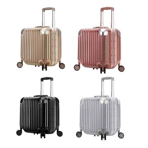 雪黛屋 17吋空姐旅行箱防盜鋁框拜耳PC+ABS材質雙海關鎖硬殼箱360度旋轉