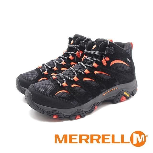 Merrell 【南紡購物中心】 (男)MOAB 3 MID GORE-TEX防水登山中筒鞋 男鞋-黑橘(另有綠紅)