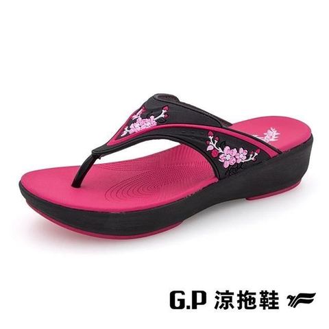 G.P 啟蒙 【南紡購物中心】  (女)高臺優雅女夾腳拖鞋 女鞋-黑桃