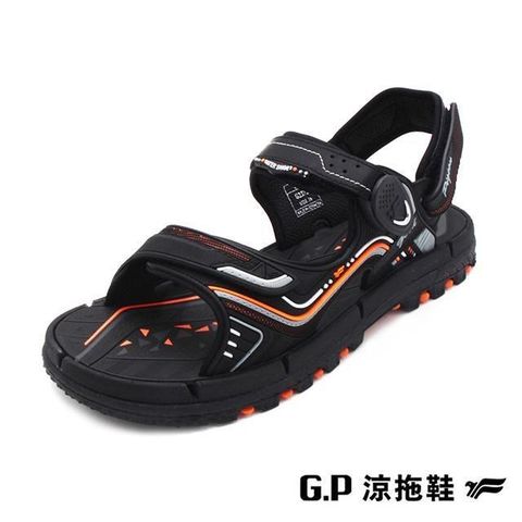 【南紡購物中心】 G.P(男女共用款)TANK 重裝磁扣涼鞋-橘黑(另有藍色)
