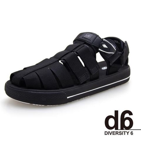【南紡購物中心】 G.P(男)d6系列 Q軟潮流織帶護趾涼鞋 男鞋-全黑