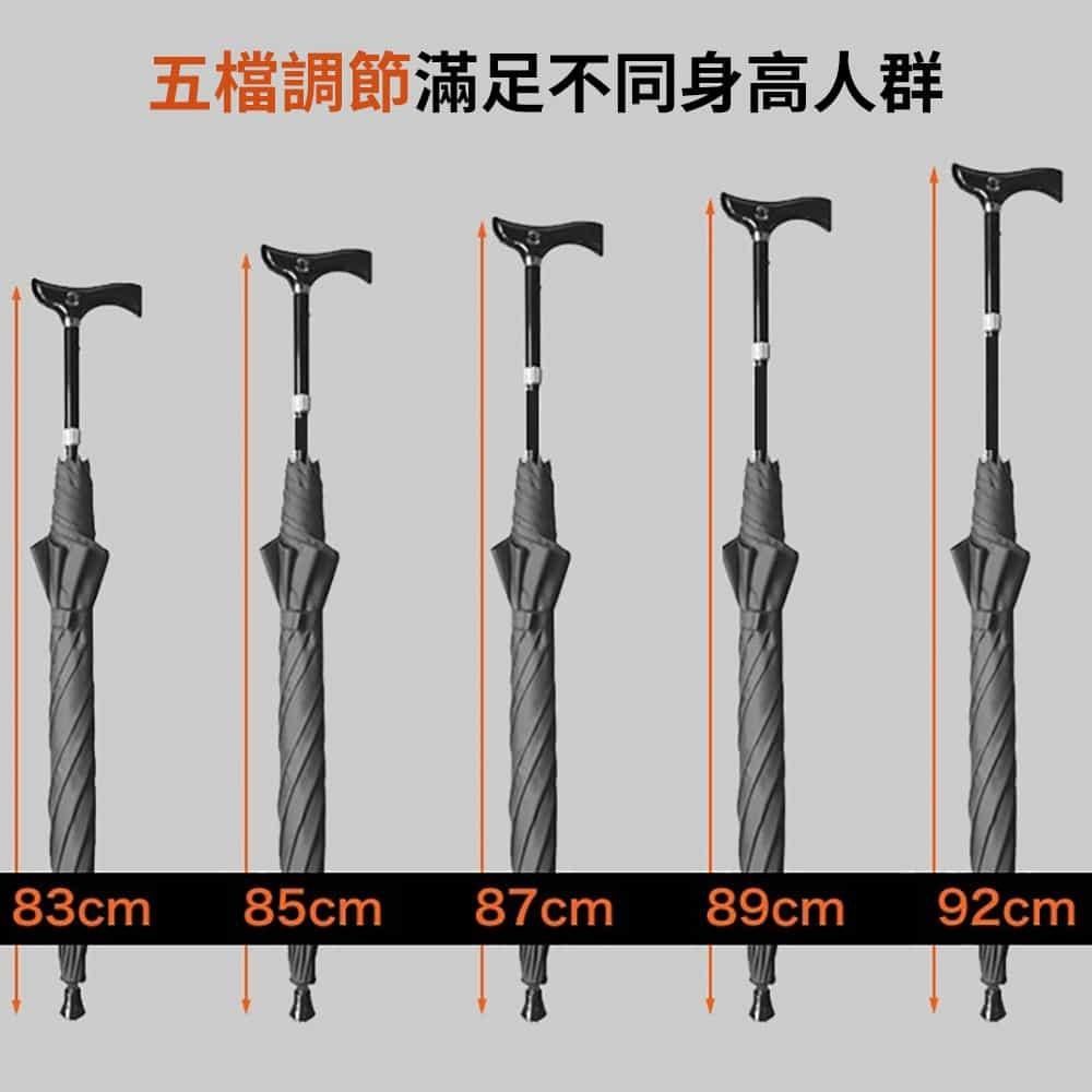 神奇威力鯨 【南紡購物中心】 【莫內花園】經典抗風遮陽可調長短拐杖傘-五檔高度(伸縮拐杖 助行拐杖 手杖傘 登山杖 登山傘)