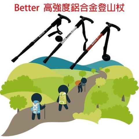 【南紡購物中心】 Better高強度鋁合金登山杖－紅色(單支)