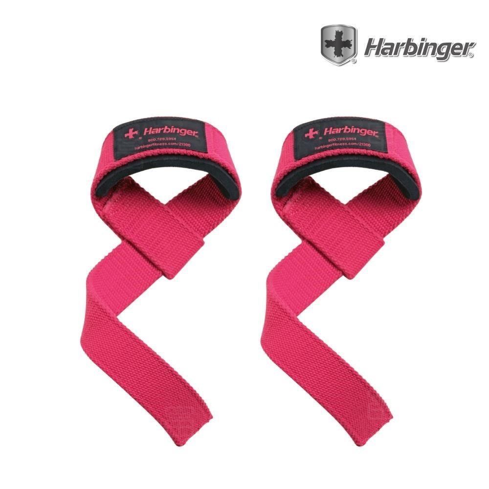 Harbinger 【南紡購物中心】 #21307 桃紅 重訓拉力帶/抓舉助力帶 PADDED COTTON LIFTING STRAPS PINK