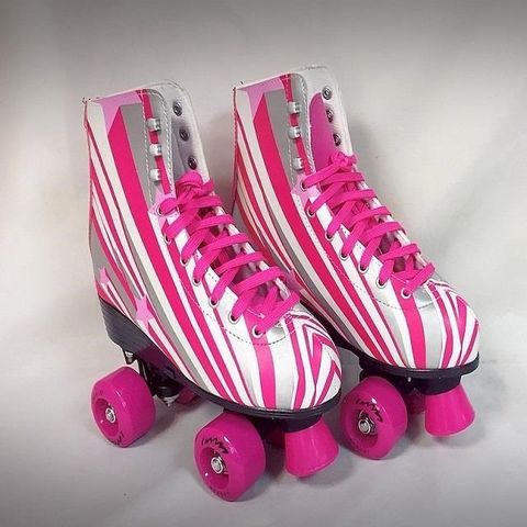 【南紡購物中心】 【英萊斯克InLask】流行復古系列 四輪溜冰鞋 (粉紅條紋)