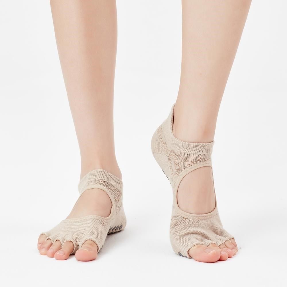  【南紡購物中心】 Toe Grip Socks 瑜珈露趾襪 - 春夏新色 - Beige