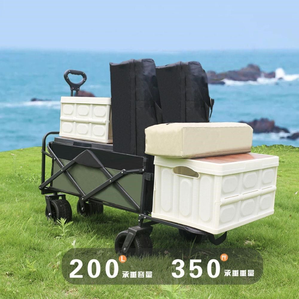  【南紡購物中心】 【ST ZONE】5吋輪後開式露營手拉車 黑色款