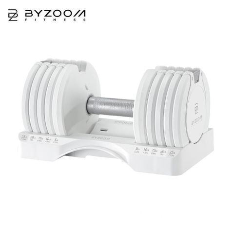 BYZOOM FITNESS 【南紡購物中心】 Pure Series 可調式啞鈴 25LB 冰河白 單入組