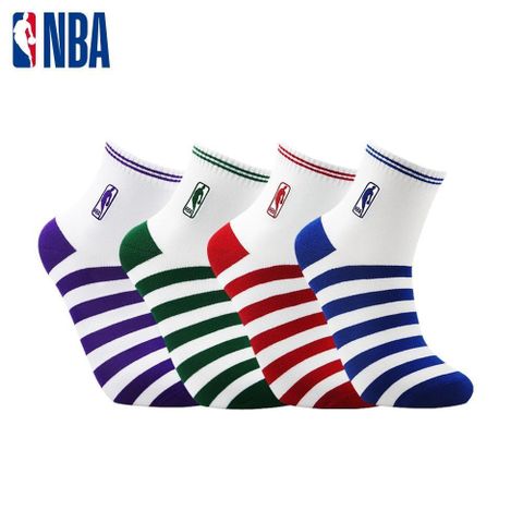 NBA 【南紡購物中心】 條紋基本刺繡短襪