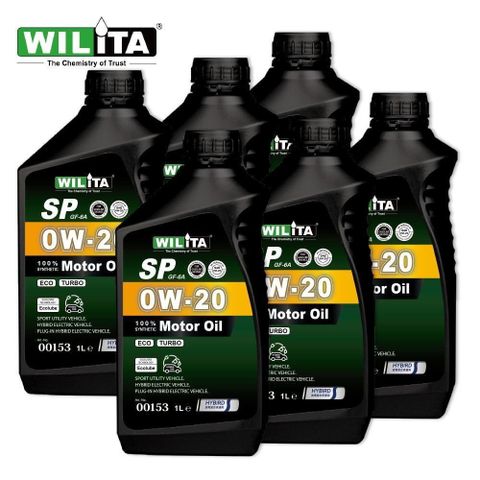 【WILITA 威力特】動力節能0W20全合成機油6入(適汽油車/油電車)