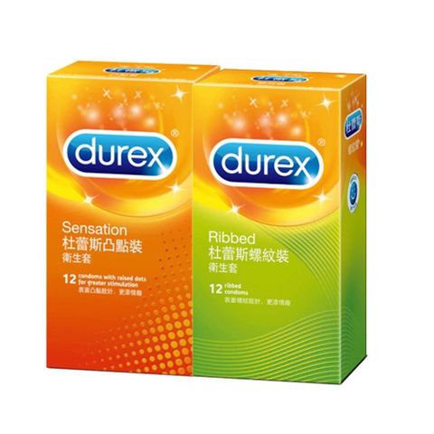 Durex 杜蕾斯 【南紡購物中心】 -螺紋裝保 險 套(12入)+凸點裝保 險 套(12入)