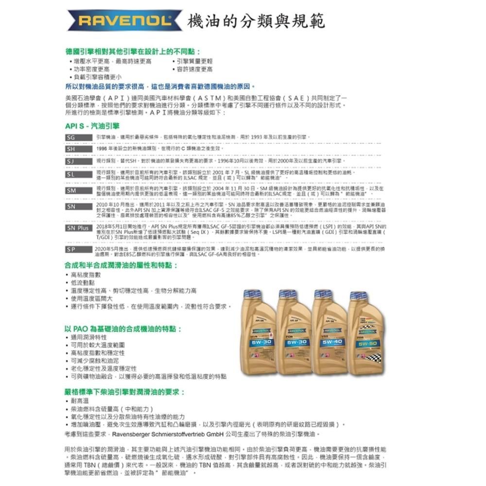 RAVENOL 【日耳曼 RAVENOL】機油 EHS 0W20 1L VOLVO整箱12入(車麗屋)